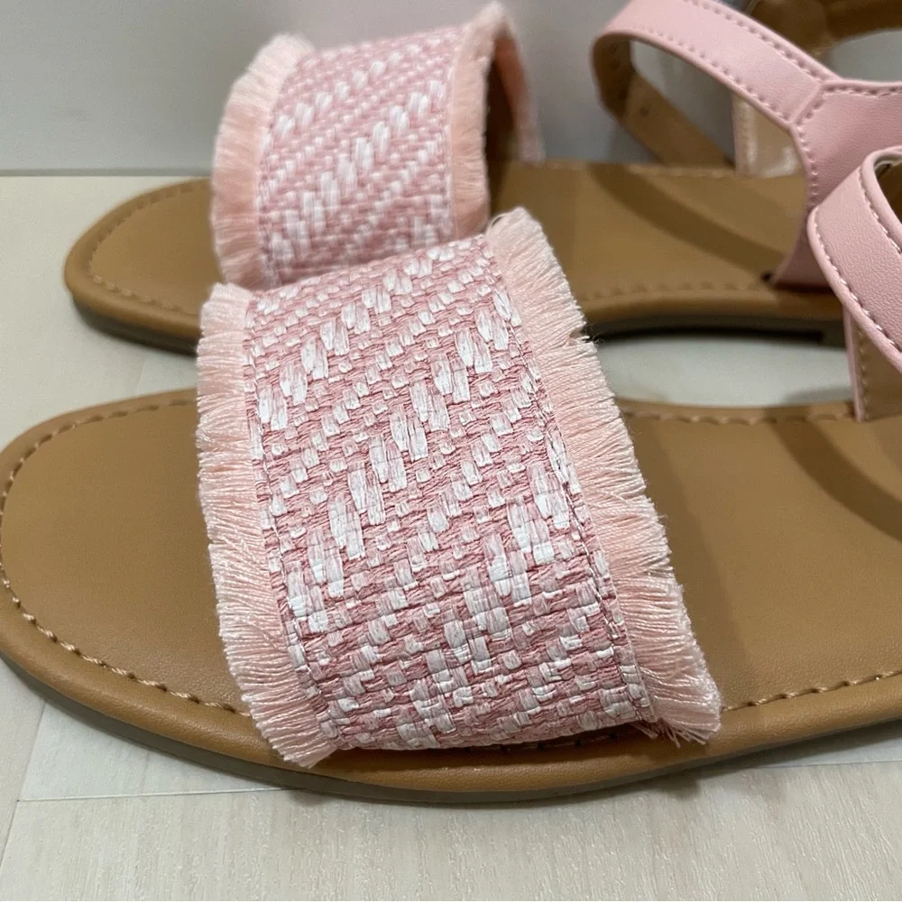 NIB Sugar Girl's Youth Size 4 Kid's Santine 2 Pink Flat Sandals Ankle Strap